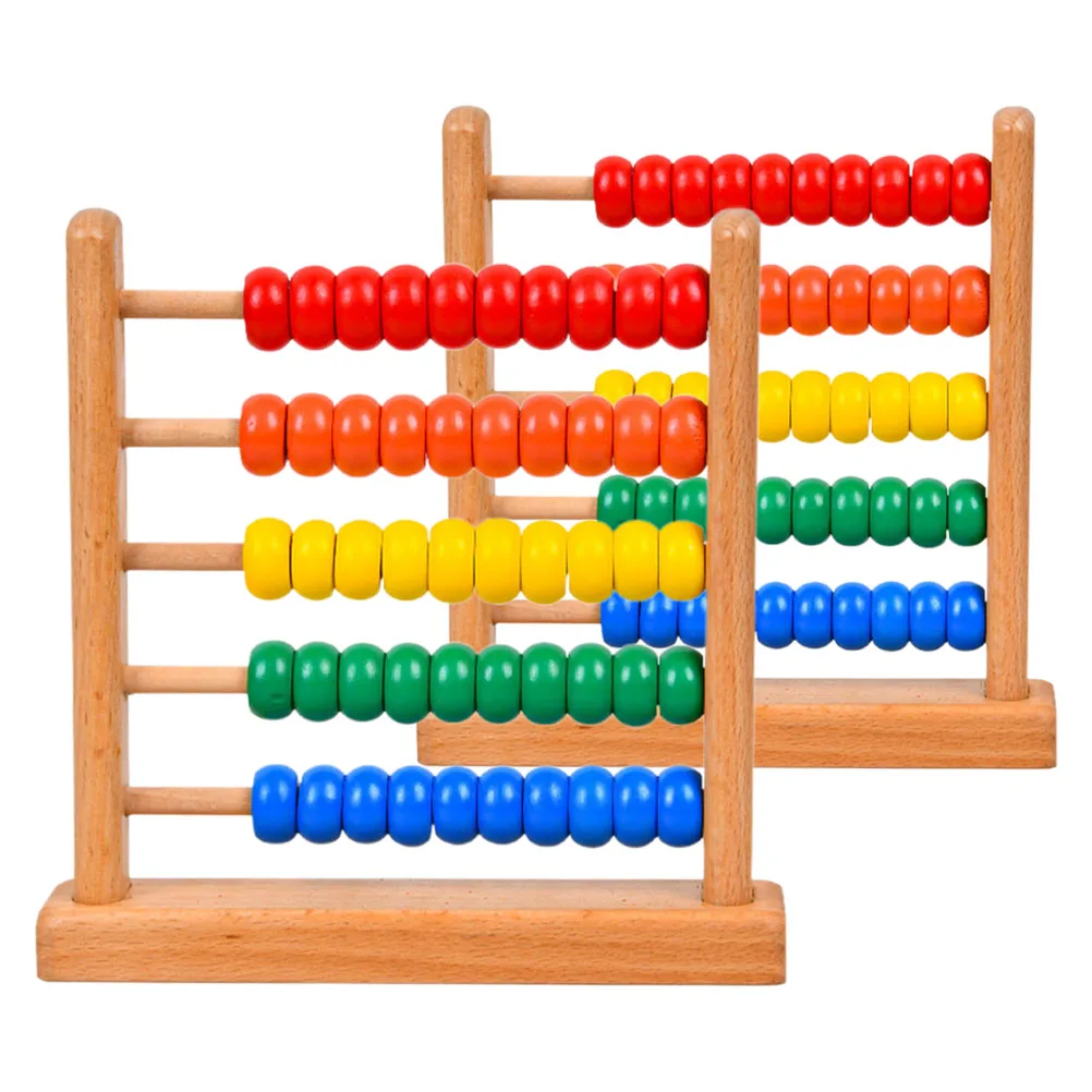

2Pcs Five-Column Beechwood Abacus for Kids Math Learning Essential Counting Tool Preschool Education Hand-Eye Coordination