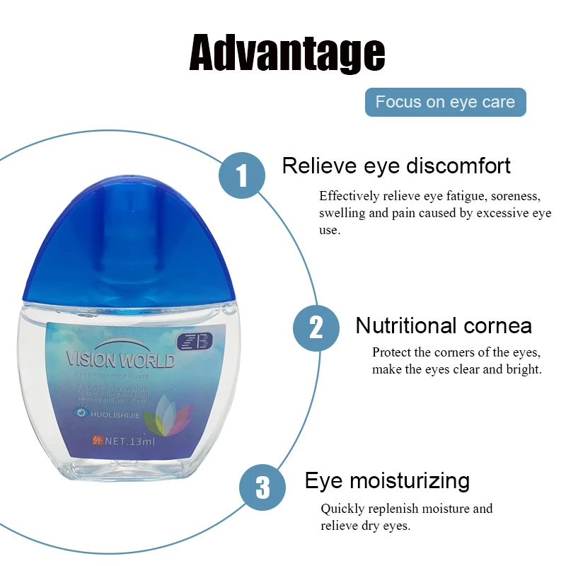 Eye Drops Relieve Eye Pain Eye Overuse Blurred Dry Eyes Drop Get Rid of Fatigue Clean Eyes Moisturizing Eye Drops Personal Care