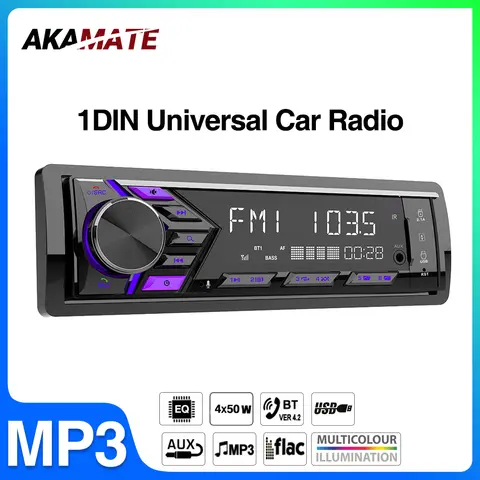 1DIN Car Radio MP3 Multimedia Player Bluetooth AUX TF Card USB Support Phone Charging FM Radio Audio EQ Stereo Universal Audio