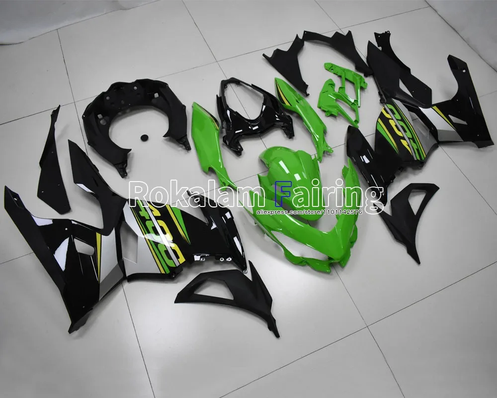 

Для обтекателей Kawasaki Ninja 400 мотоцикла 2018 2019 2020 Ninja400 Ninja 400 18 19 20, зеленый черный обтекатель (литье под давлением)