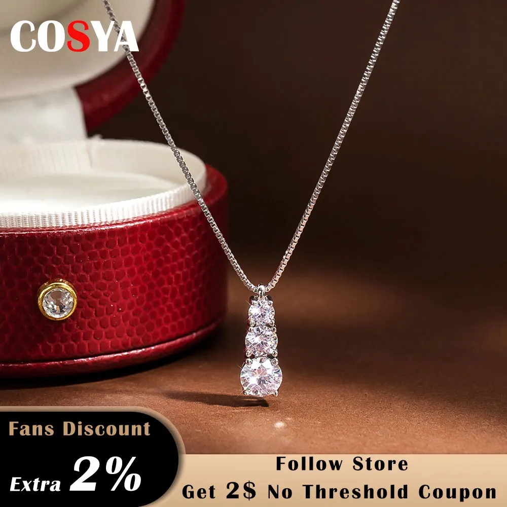 

COSYA Full Moissanite Pendant Necklace 1.8 Carat D VVS1 925 Sterling Silver Moissanite Diamond Necklaces For Woman Fine Jewelry