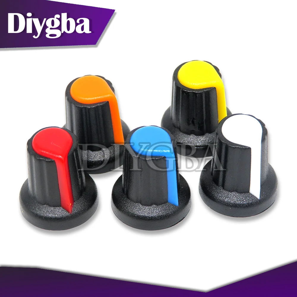 10PCS/LOT WH148 Potentiometer Switch knob Cap Plastic Knob Plum Handle 15X17mm AG2 Handle 6mm Black Red Yellow Orange White