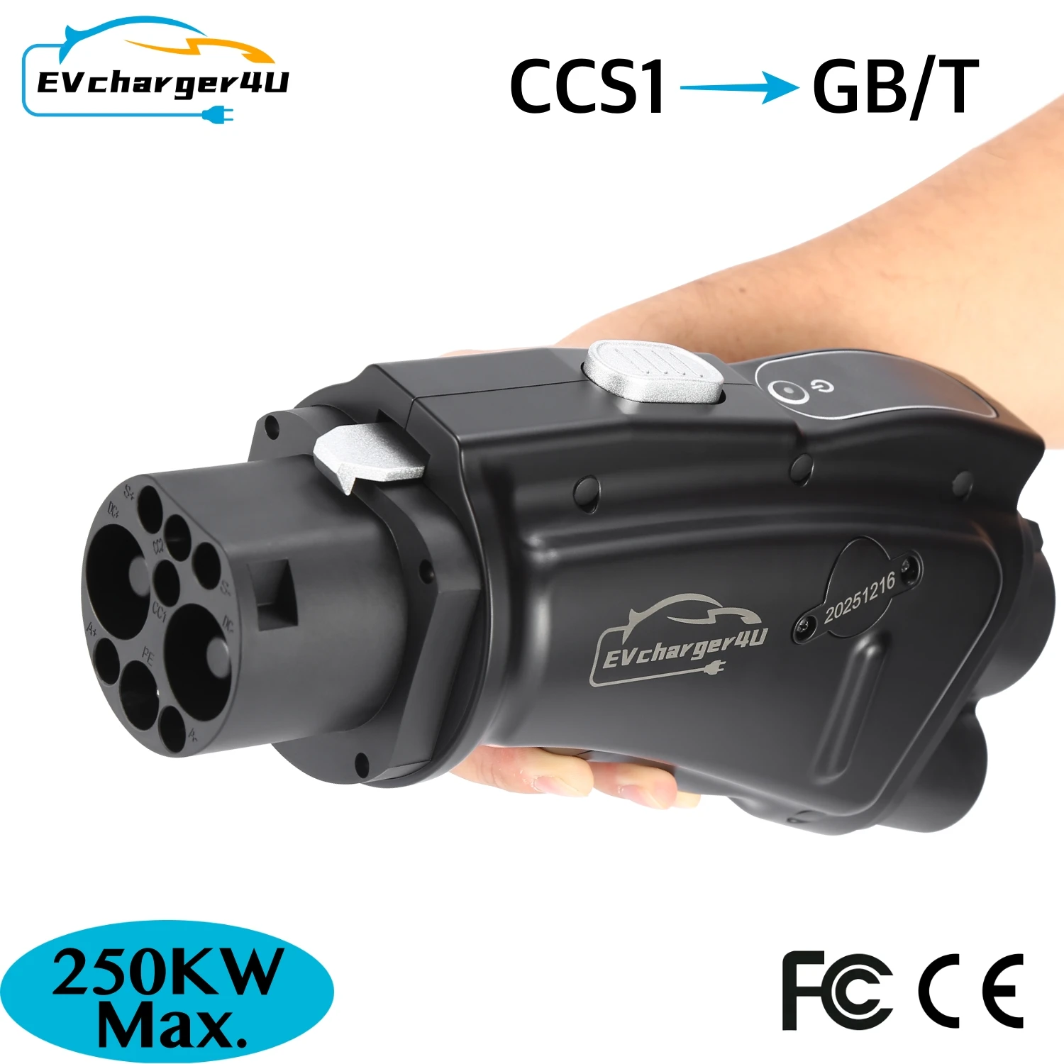 

EVcharger4U 1000 В 250 кВт CCS1 к GB/T адаптер постоянного тока для BYD JAC Zeekr Xiaomi Chinese GBT на Fast CCS combo 1 SuperCharger Station