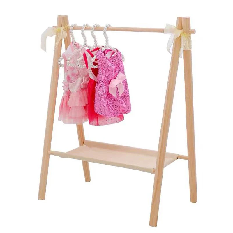 Wooden Clothes Rack for Pets Coat Rack Festival Present Gift for Kids Cat and Dog Clothing Organizer Stand Hanger Floor