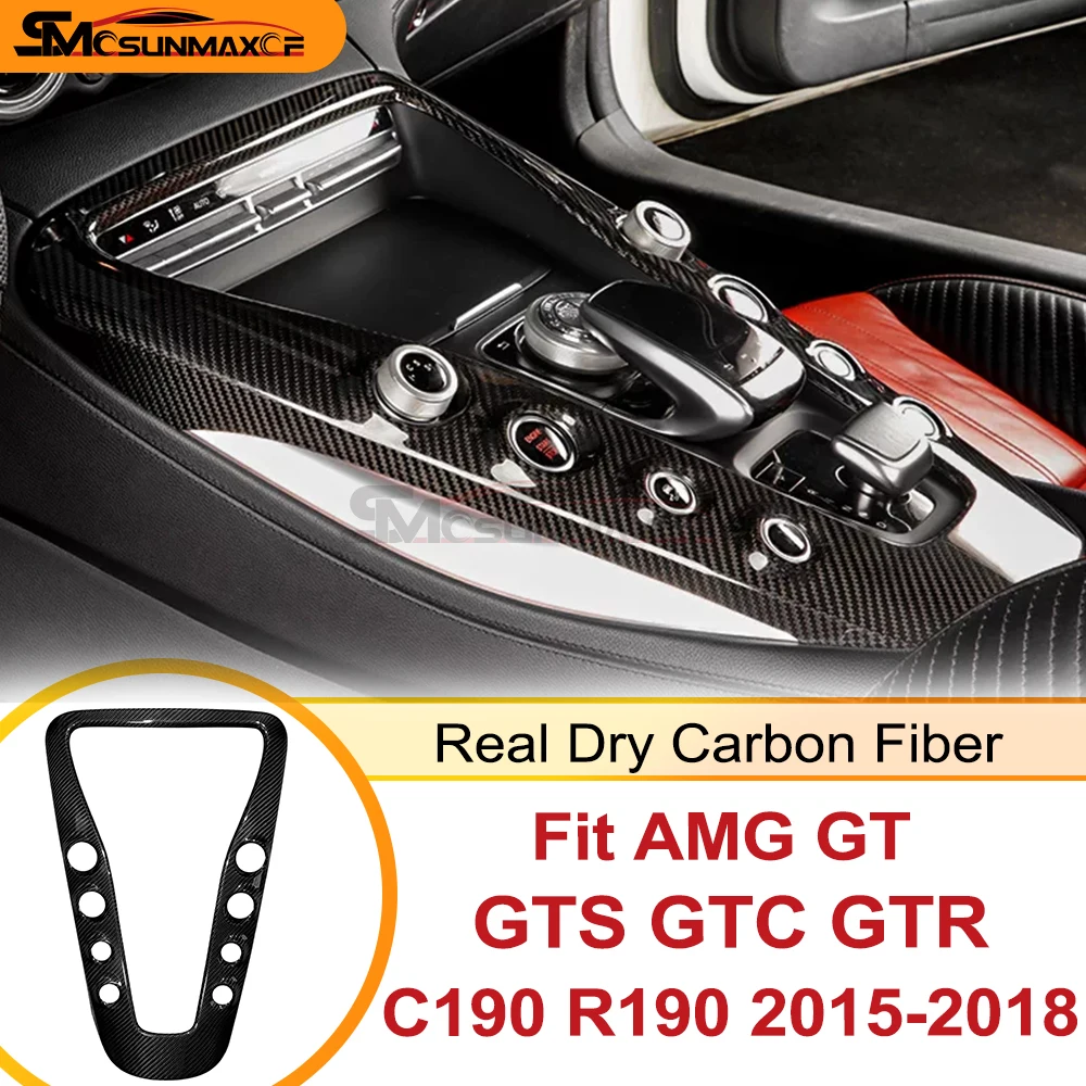 For Benz AMG GT C190 R190 GTS GTC GTR 2Doors 2015-2018 Real Dry Carbon Fiber Center Panel Sticker Cover Car Interior Accessories