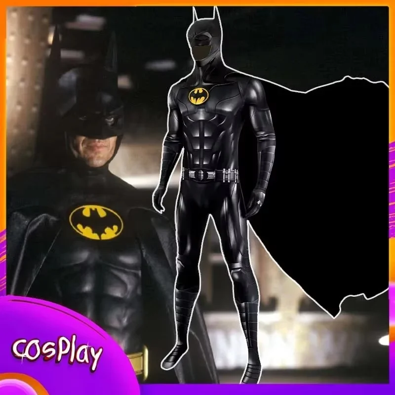 

Superhero Batman Cosplay Costume Bruce Wayne Michael Keaton Jumpsuit Halloween Comic-Con Props Bodysuit Kids Adult X-Mas Gift