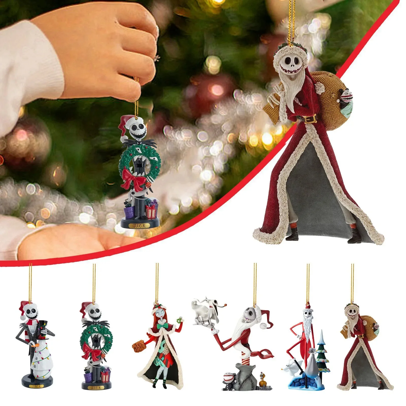 Nieuwe Disney Nachtmerrie Voor Kerst Leuke Anime Figuur Model Hanger Cartoon Jack Sally Tree Ornamenten Halloween Trinket Geschenk