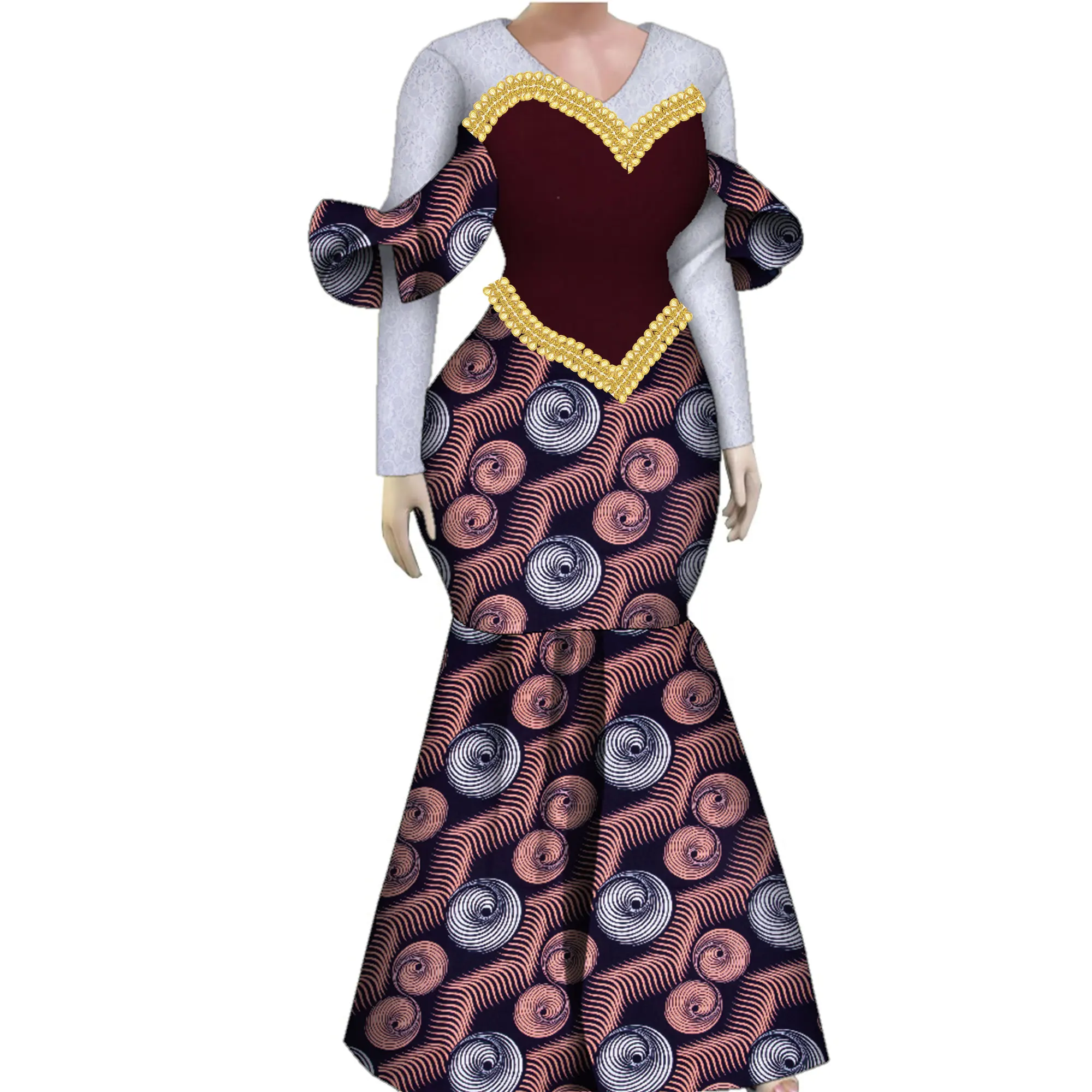 Women African Plus Size Evening Dresses Wedding Party Long Luxury Lace Gown Bodycon Mermaid Dress Ankara Dresses Clothing WY1490