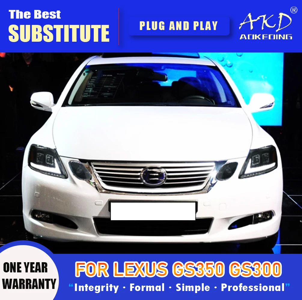 AKD Head Lamp for Lexus GS GS350 LED Headlight 2004-2011 Headlights GS GS300 DRL Turn Signal High Beam Angel Eye Projector Lens