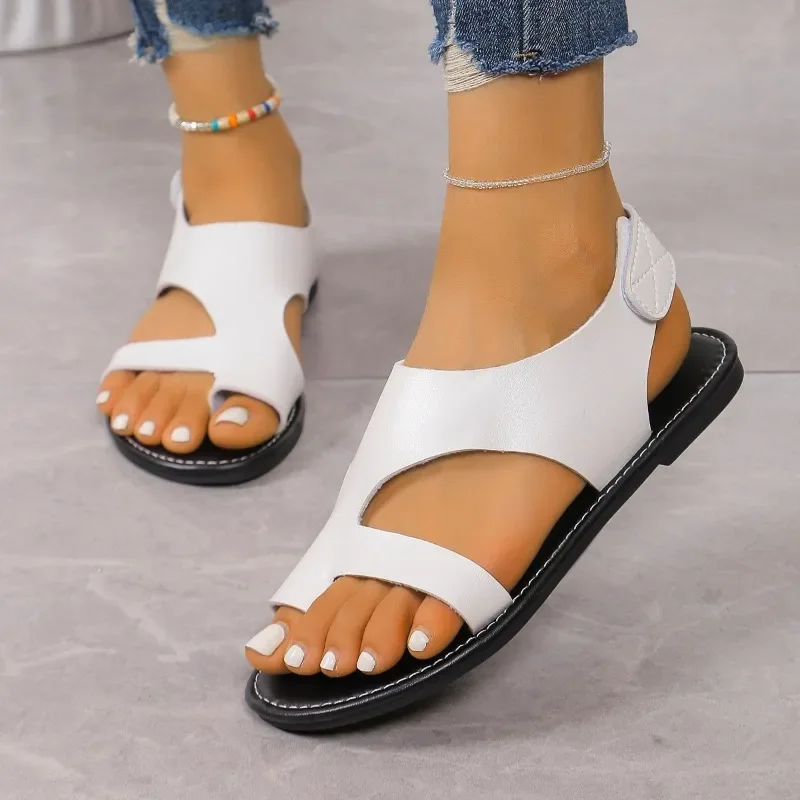 Ladies Shoes 2024 High Quality Summer Women\'s Sandals Solid Toe Set Chunky Heels Light Concise Large Size Beach Sandals Women