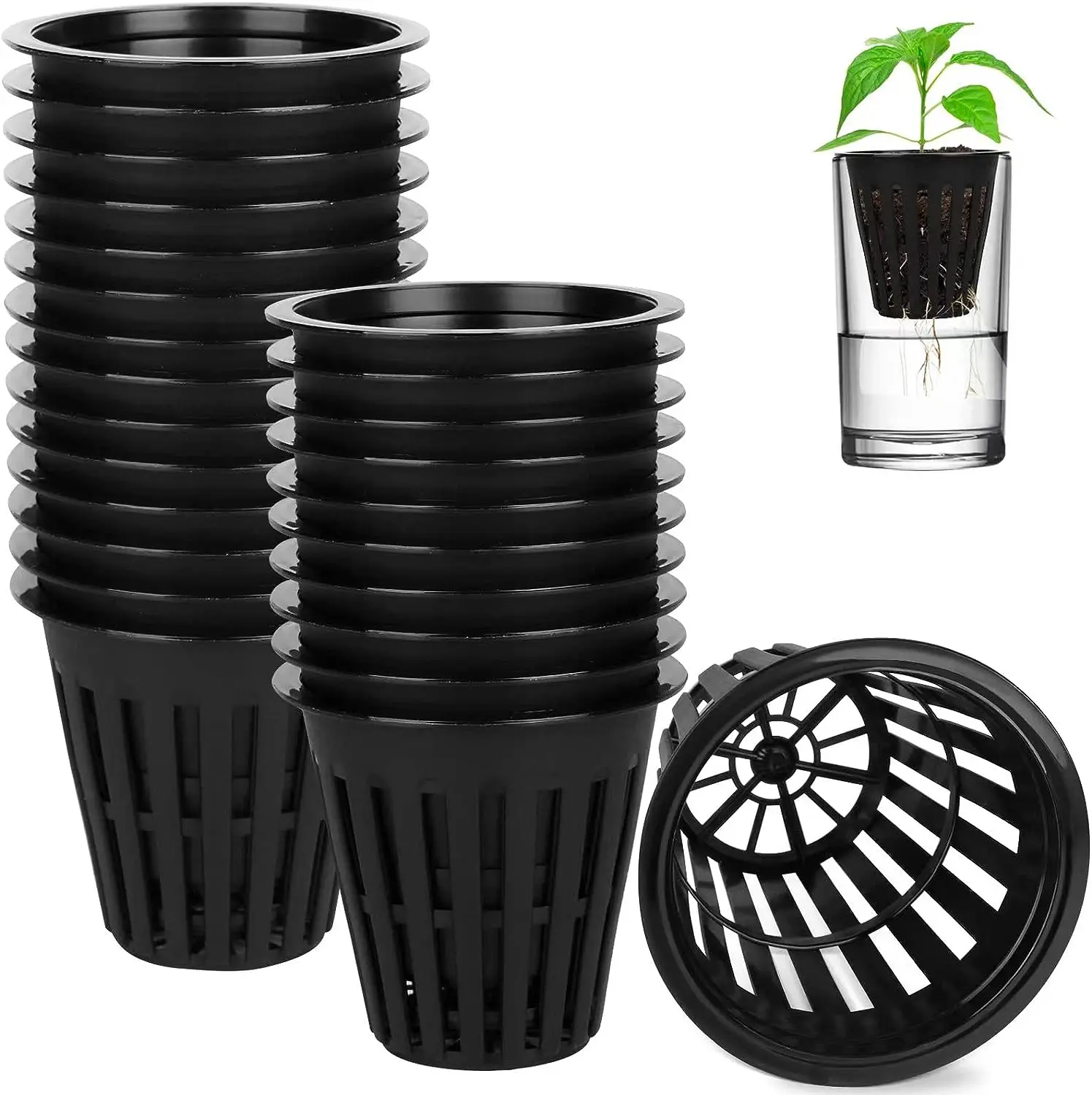 50/100Pcs 2 Inch Heavy Duty Net Pots Hydroponic Cups Garden Slotted Mesh Net Cups Plant Nursery Net Pots for Hydroponics Slotted