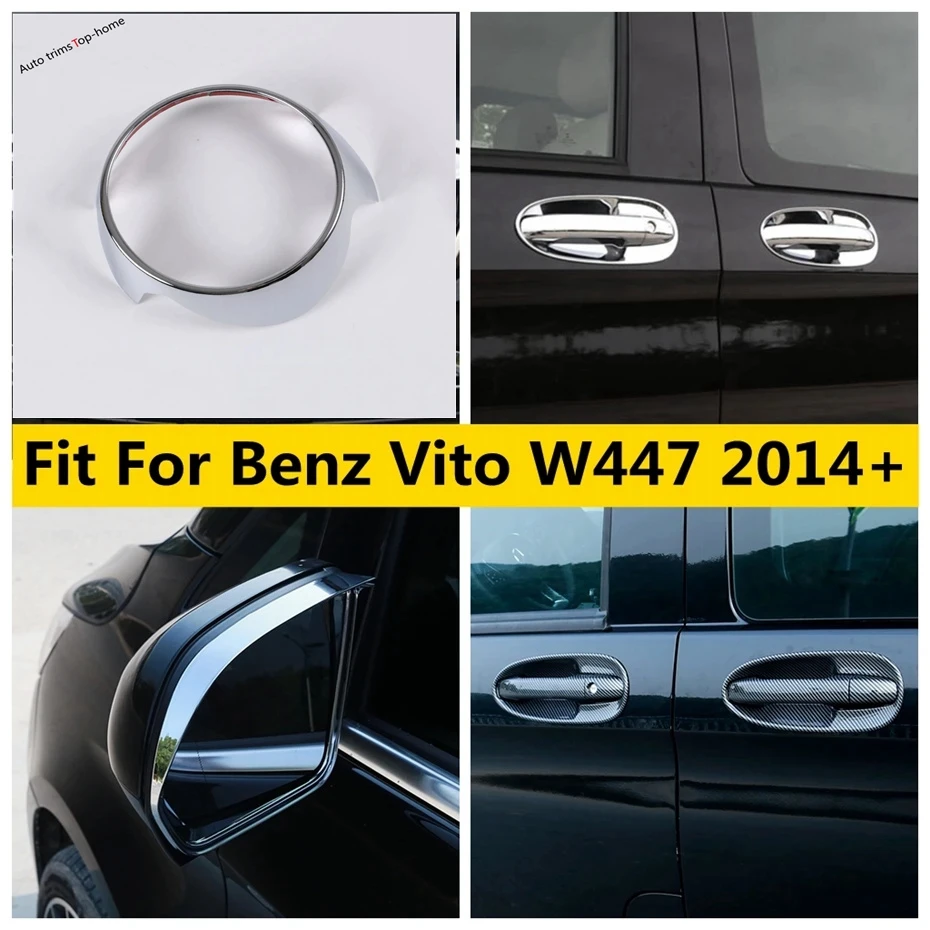 

Door Handle Bowl / Rearview Mirror Rain Eyebrow / Front Grille Logo Frame Cover Trim For Benz Vito W447 2014 - 2021 ABS Chrome