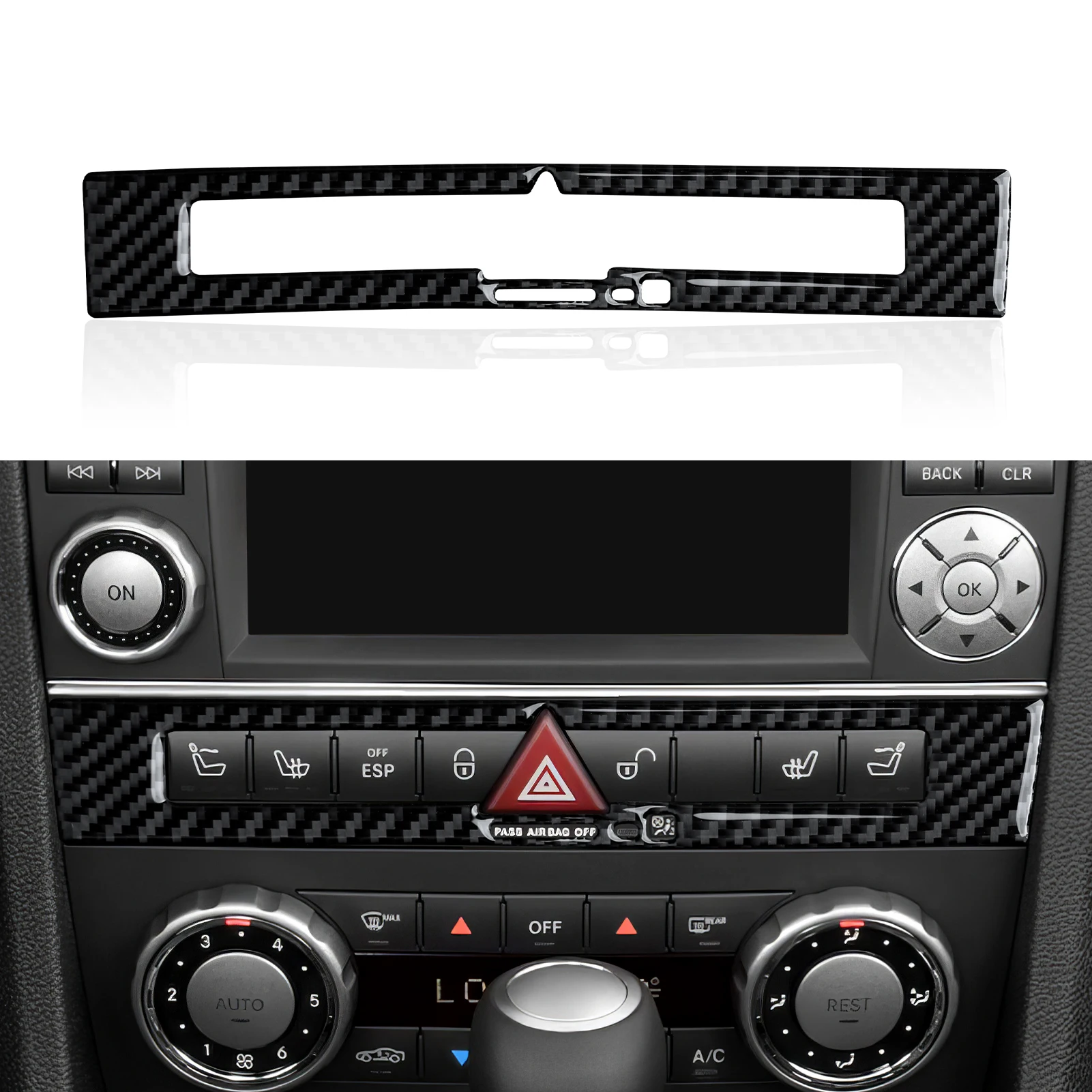 For Mercedes Benz SLK R171 (2004-2010) Trim Accessories. Carbon Fiber Interior Sticker. Car Center Console Warning Light Panel.