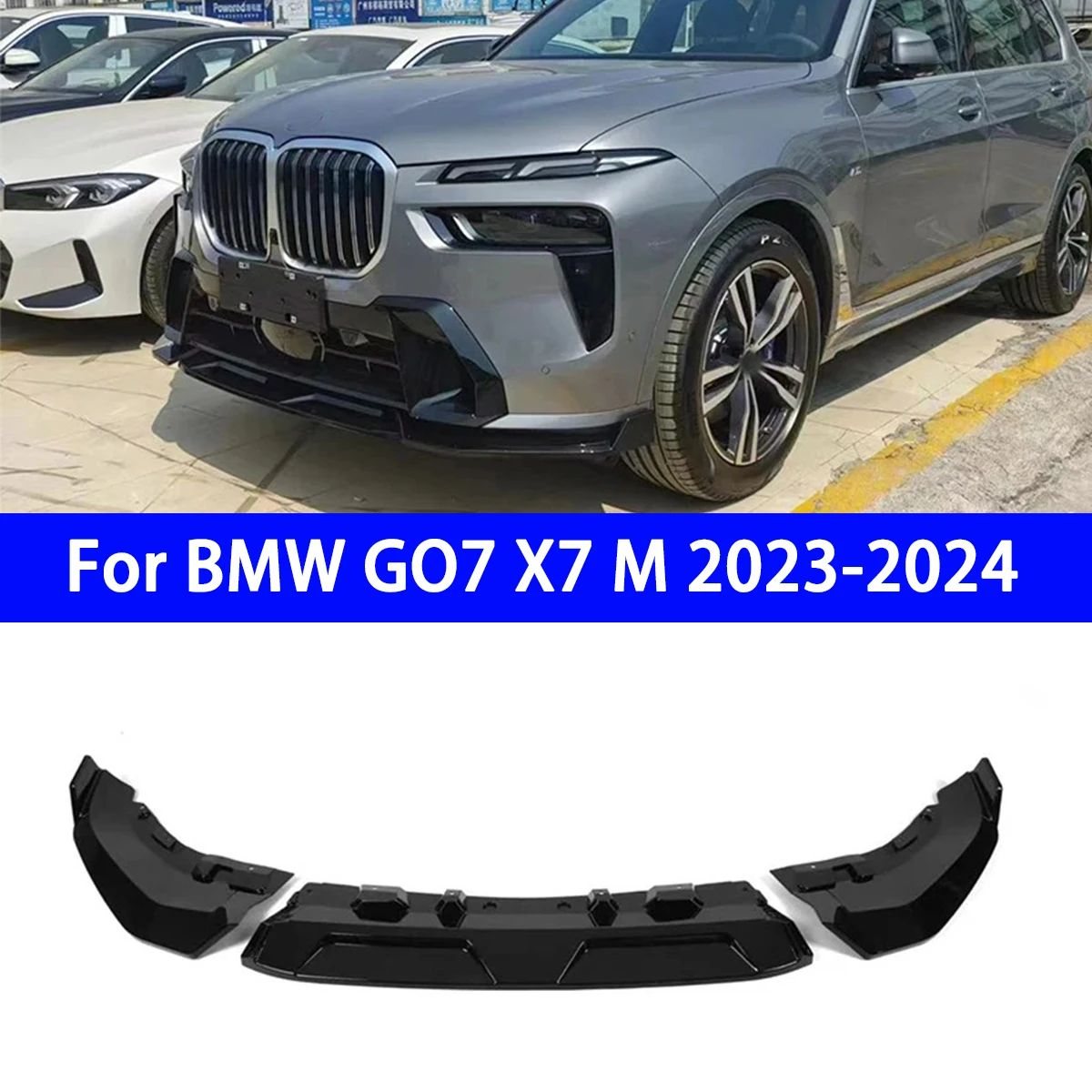 BMW G07 X7 M spor için uygun 2023 LCI parlak siyah vücut kiti ön tampon Spoiler dudak alt koruma dudak ayırma bıçak plakası