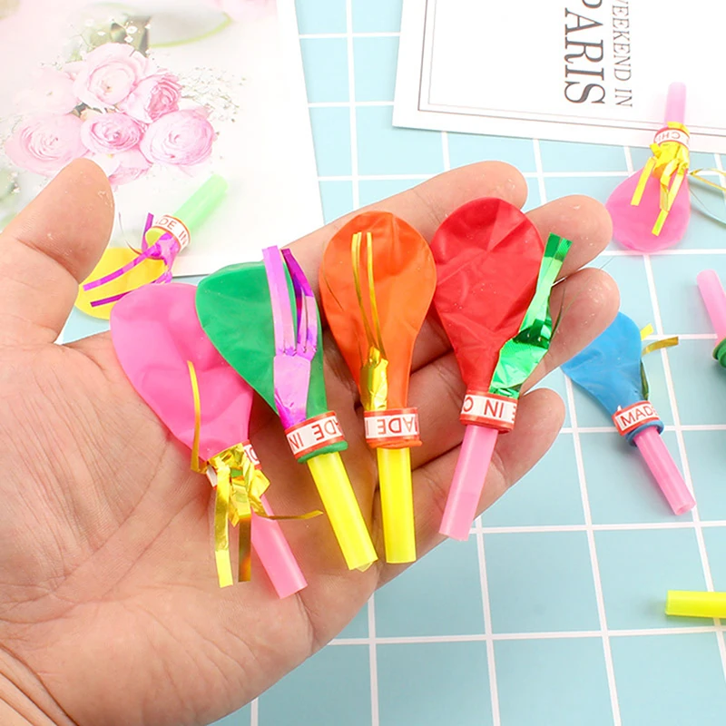 100Pcs Gold Thread Balloon Whistle Kids Birthday Party Favor Pinata Filler Easter Children's Day Carnival Party Favor Decoration