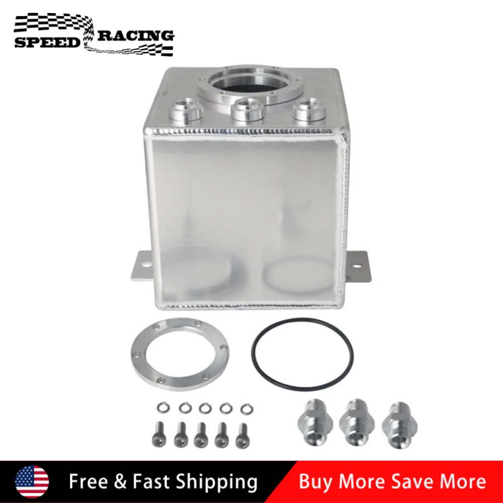 

High Quality 2L Raw Aluminum High Flow Swirl Fuel Surge Pot Tank AN6 For 044 External Fuel Pump Single Fuel Pumps Silver