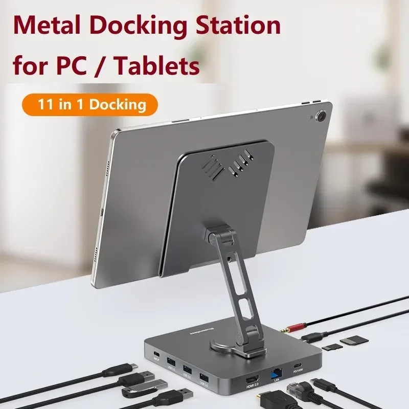 Imagem -02 - Stand Hub para Tablet Dock Station de Carregamento Kickstand de Metal Dobrável Multiportas tipo c Ipad Pro Telefone Acessórios Apple