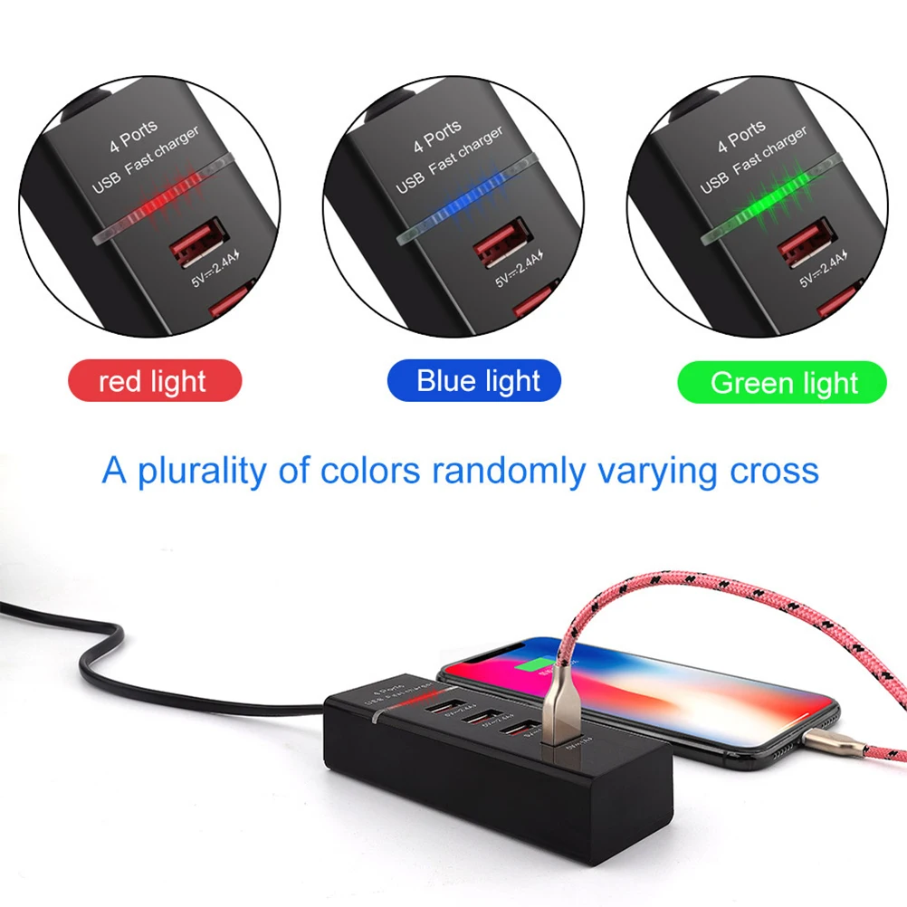 

4-port Charging Cable Plug EU Adapter 12V AC Power DC 1A Supply Wall USB