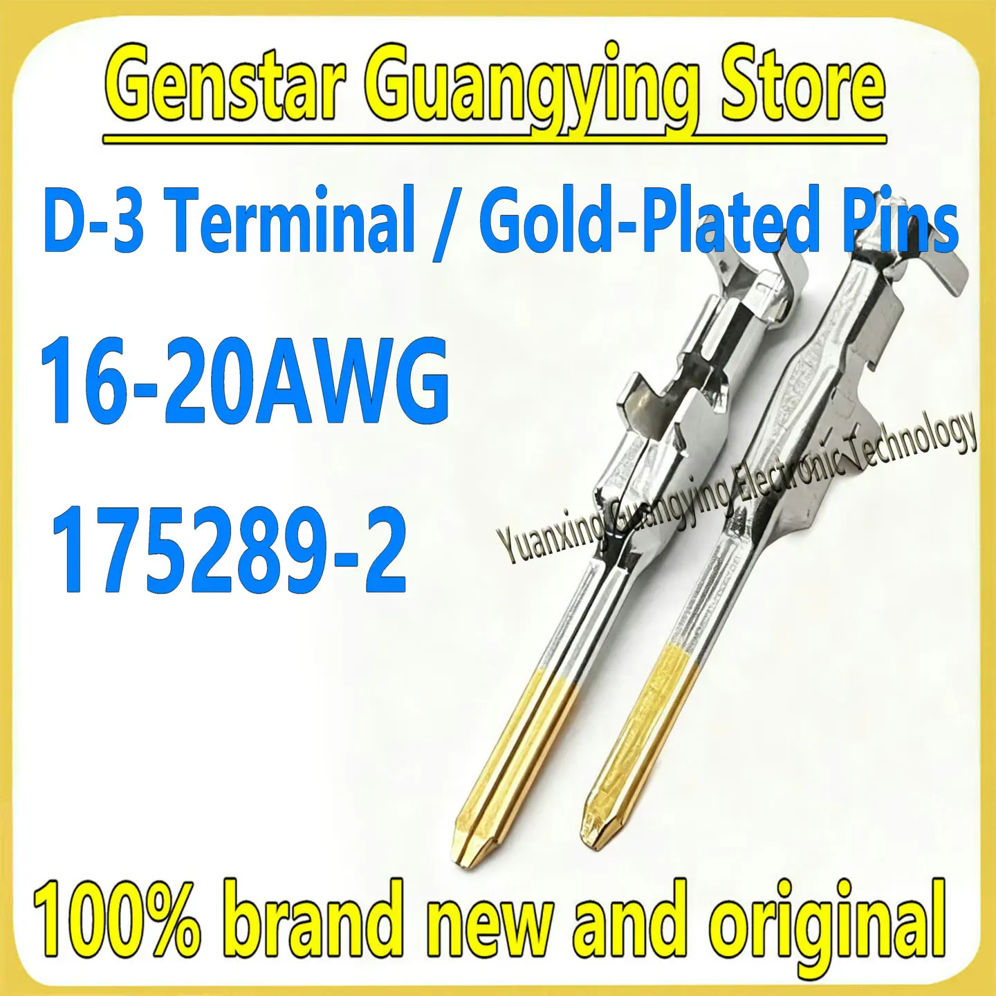 (100 pieces) TE AMP (Tyco) Imported Connectors 175289-2 D-3 Terminals, 16-20 AWG Gold-Plated Pins, 100% Brand New, In Stock
