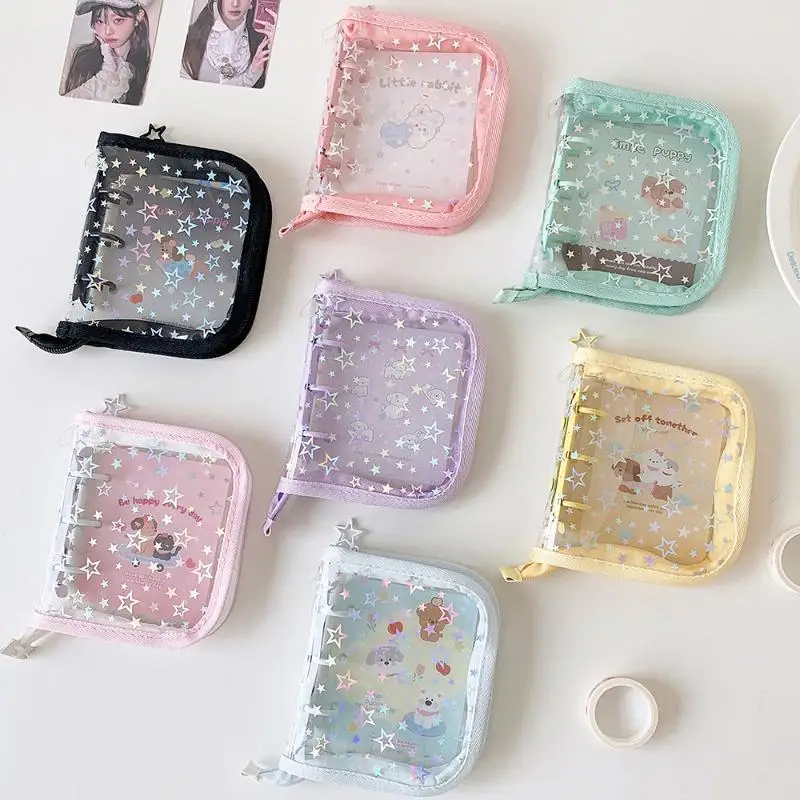 New PVC A8 Card Binder Star Glitter Print Loose-leaf 3 Inch Photo Album Card Storage Book Journal & Collectibles