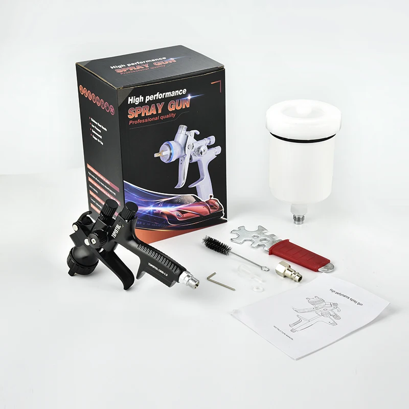 PISTOLA DE PULVERIZACIÓN HVLP para barnices y imprimación, alimentación por gravedad, boquilla de 1,3/1,7 mm, pistola pulverizadora de pintura de aire con taza sin lavado
