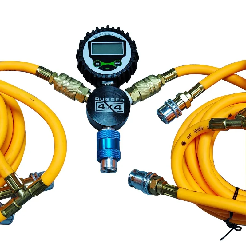 Air manifolds with digital gauge 4 way air hose tire inflation deflation kits