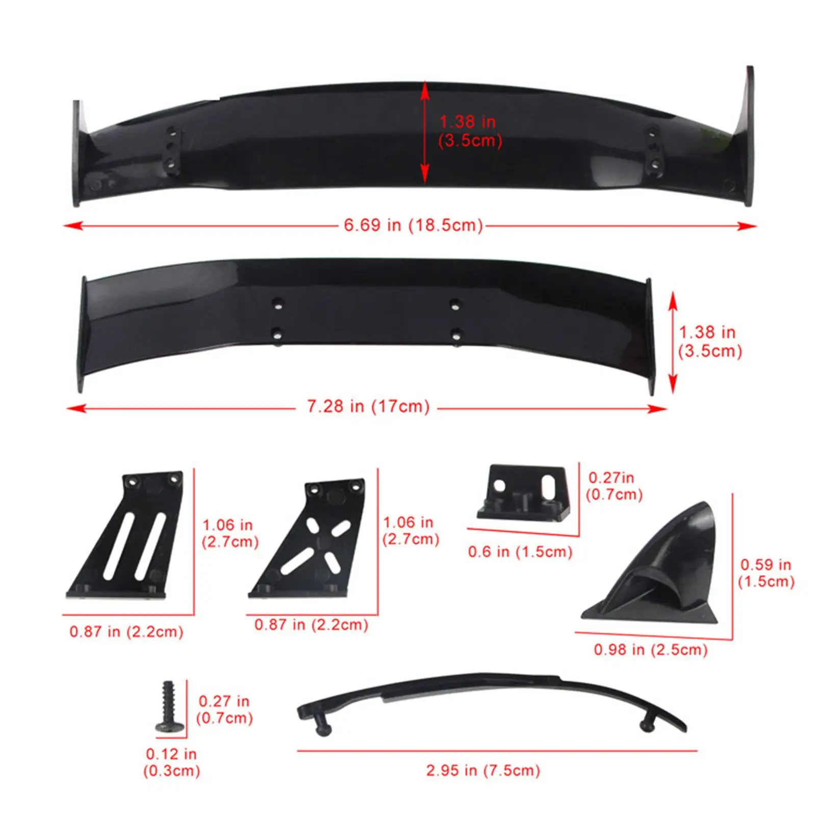 

Rear Spoiler Tail Wing for 1:10 Universal Racing Car Model Buggy DIY Accs