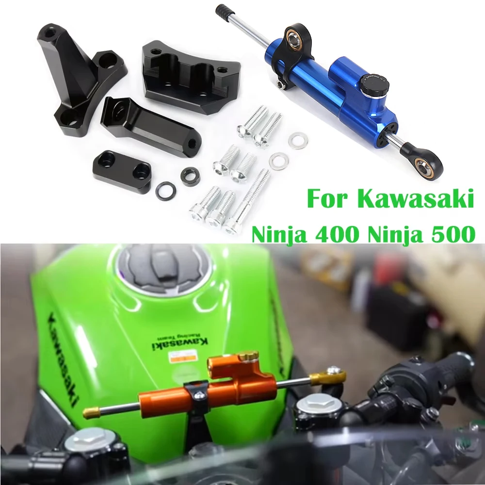 

For Kawasaki Ninja 500 2024 -Motorcycle Steering Damper Bracket Ninja 400 2018-2024 CNC Aluminum Steering Damper Stabilizer Kit