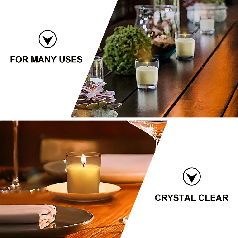 

4Pcs Transparent Glass Holder Frosted Simple Cup Home Table Decor Wedding Banquet Romantic Accessory