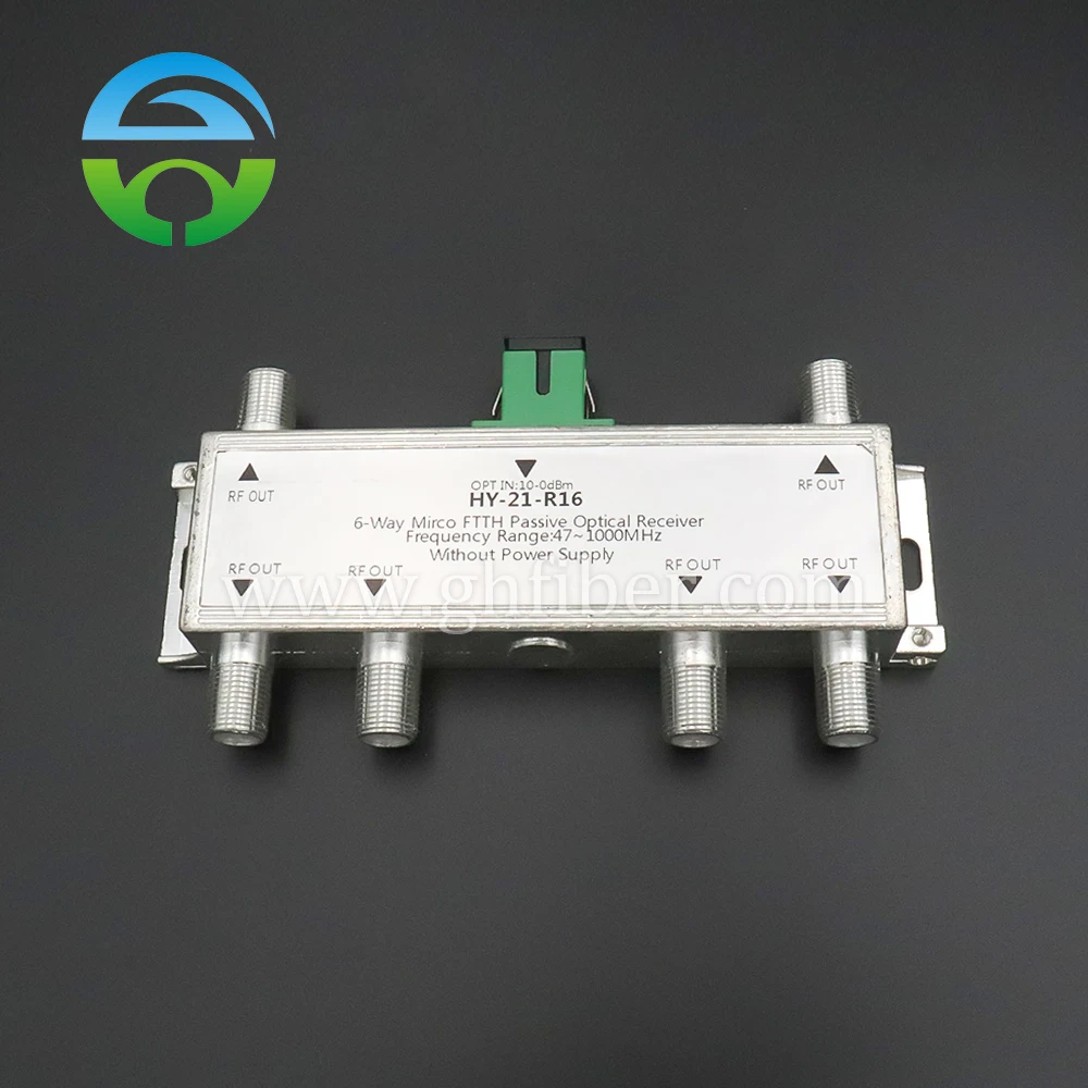 Receptor Óptico de Fibra R16 Pasivo de 6 Salidas, Receptor CATV con Compatibilidad de Banda Ancha