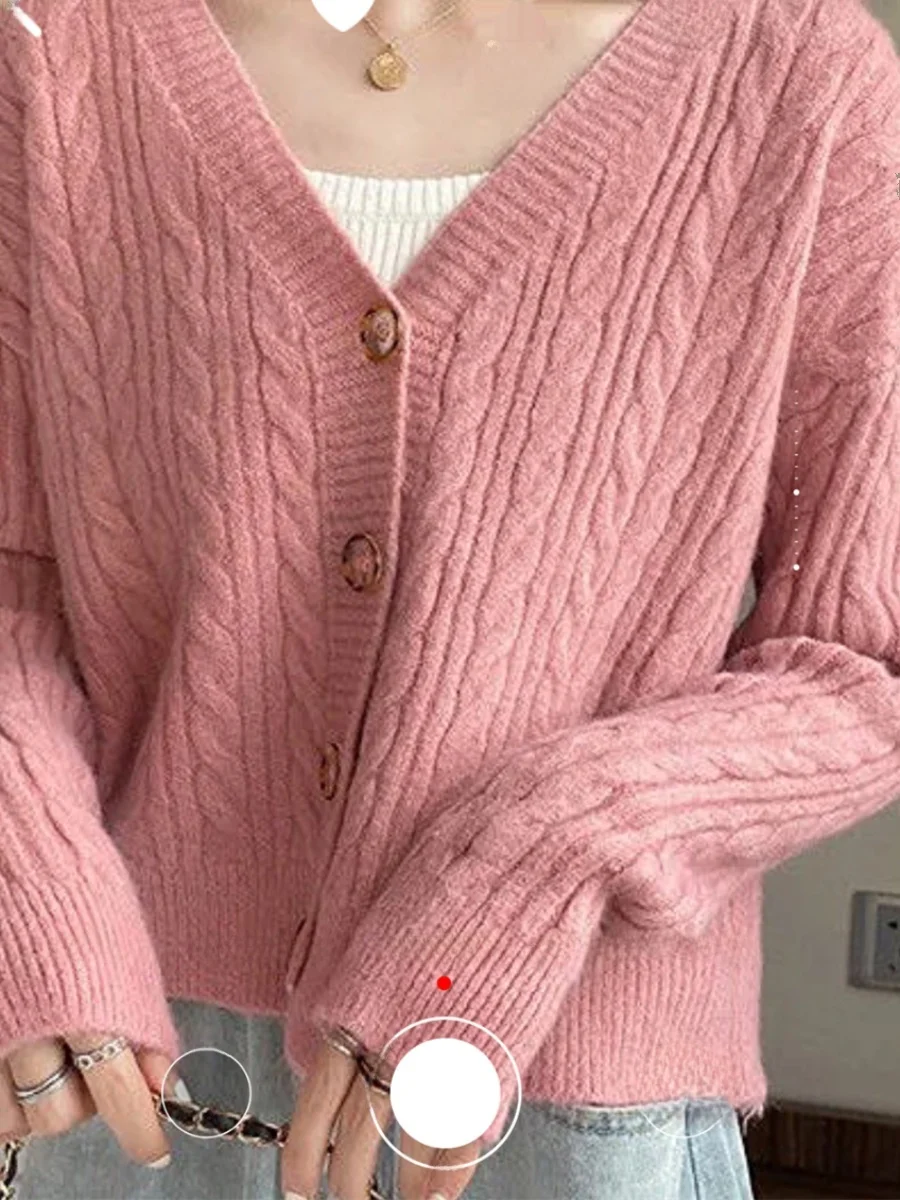 

V-Ne Вязаный свитер Кардиган Basic Sle Pure Color Design Sense Button up Long Sve Regular Thin Autumn Faion