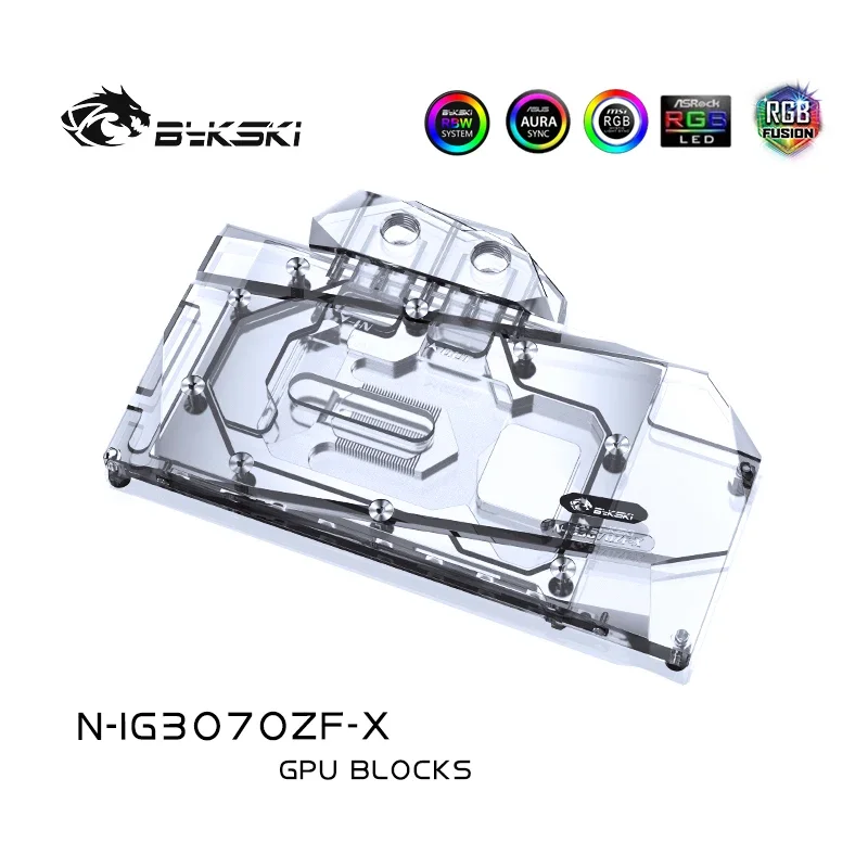 Bykski GPU Water Cooling Block for Colorful Geforce RTX 3070 Card,with Back Plate Water Cooler RGB/RBW Light ,N-IG3070ZF-X