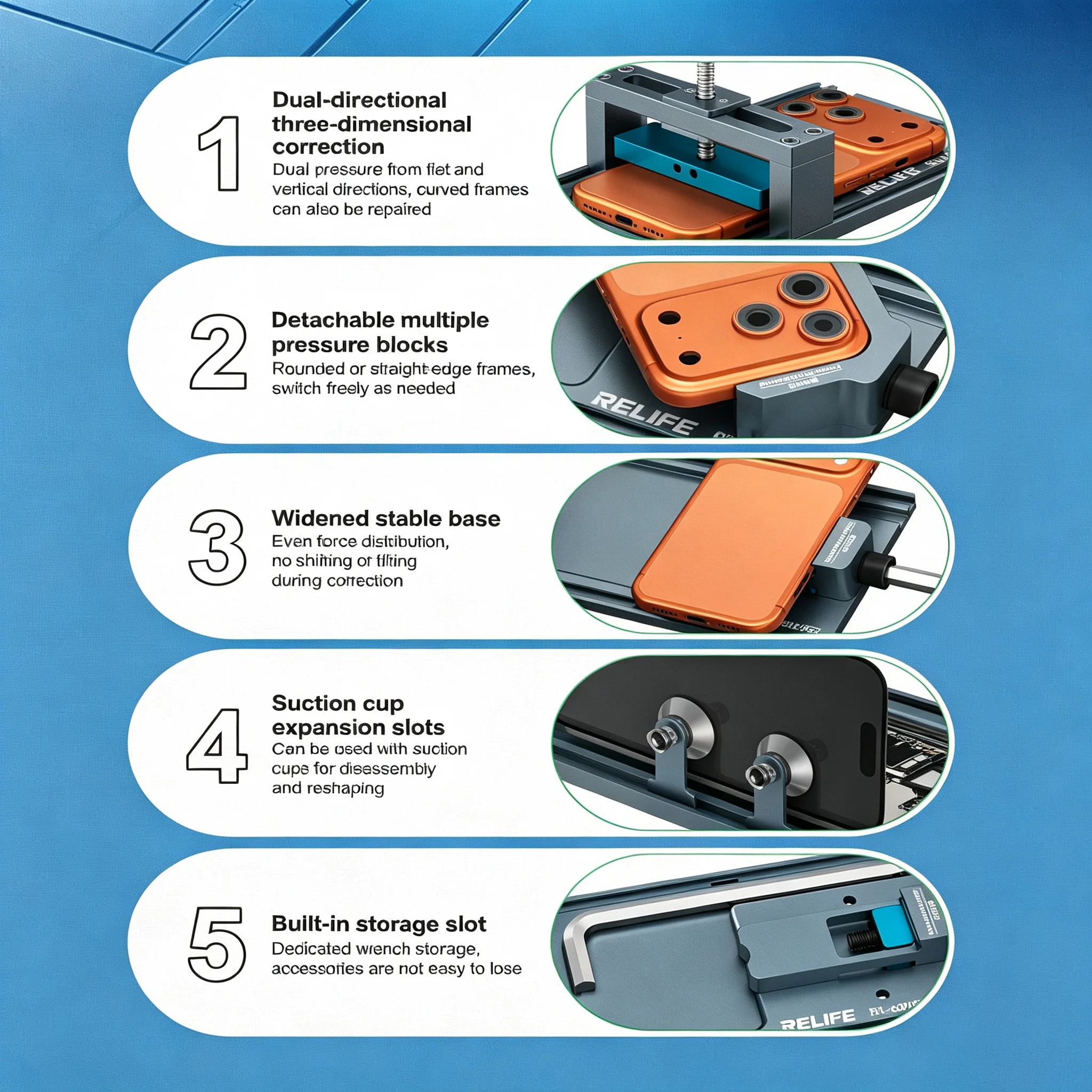 RELIFE RL-601PX Pro Multifunctional Border Corrector, Suitable for Correcting and Repairing Dents and Warping on iPhone Frames