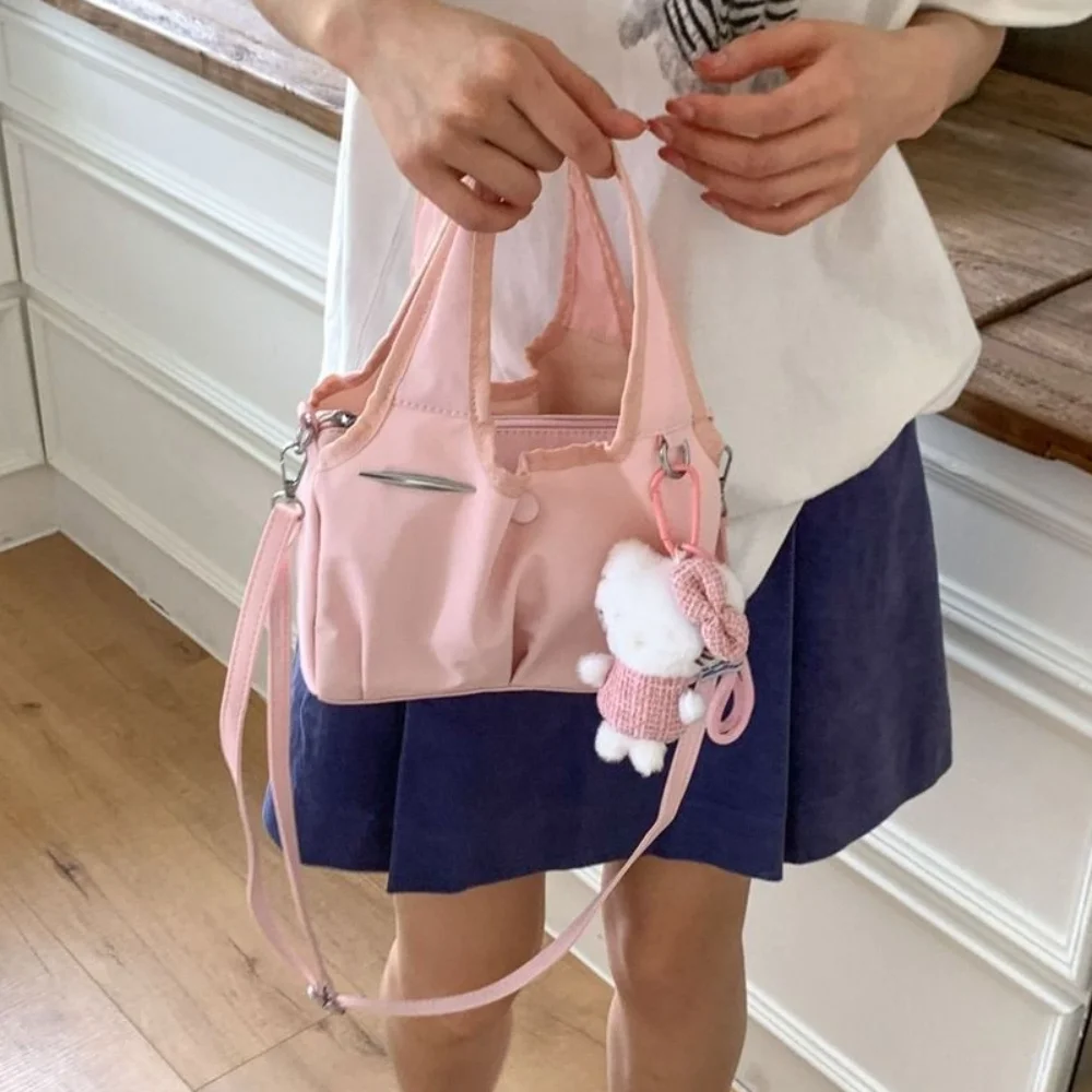 

Fashionable Korean Style Nylon Tote Bag Lightweight Handbag Crossbody Bag Solid Color Large Capacity Shoulder Bag Outdoor