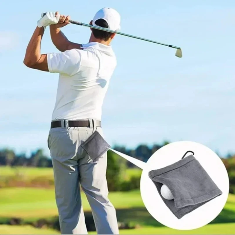 Asciugamano quadrato per la pulizia della pallina da golf in microfibra con moschettone con gancio per assorbimento d'acqua, club per pulire la testa, panno pulito 2025