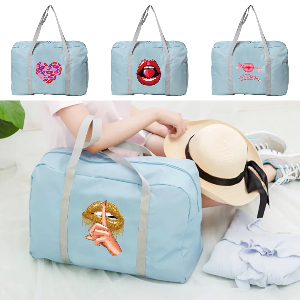 

Carry-on Luggage Travel Bag Foldable Grocery Organizer Traveling Accessories Holiday Duffle Handbags Mouth Printed Women Bags