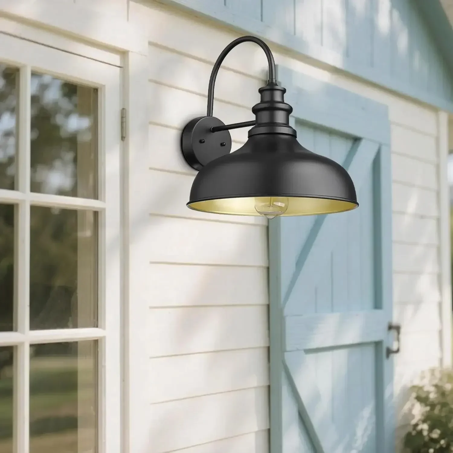 Outdoor Barn Lights, 11.4 Inch Dome Outdoor Wall Sconce, E26 Socket Weather Resistant Farmhouse Porch Wall lamp, Anti-Rust Exter