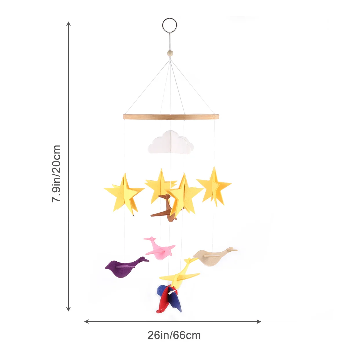 1 pçs berço do bebê pendurado decoração sentiu tridimensional vento carrilhão ornamento único leve berço ornamento interior ao ar livre