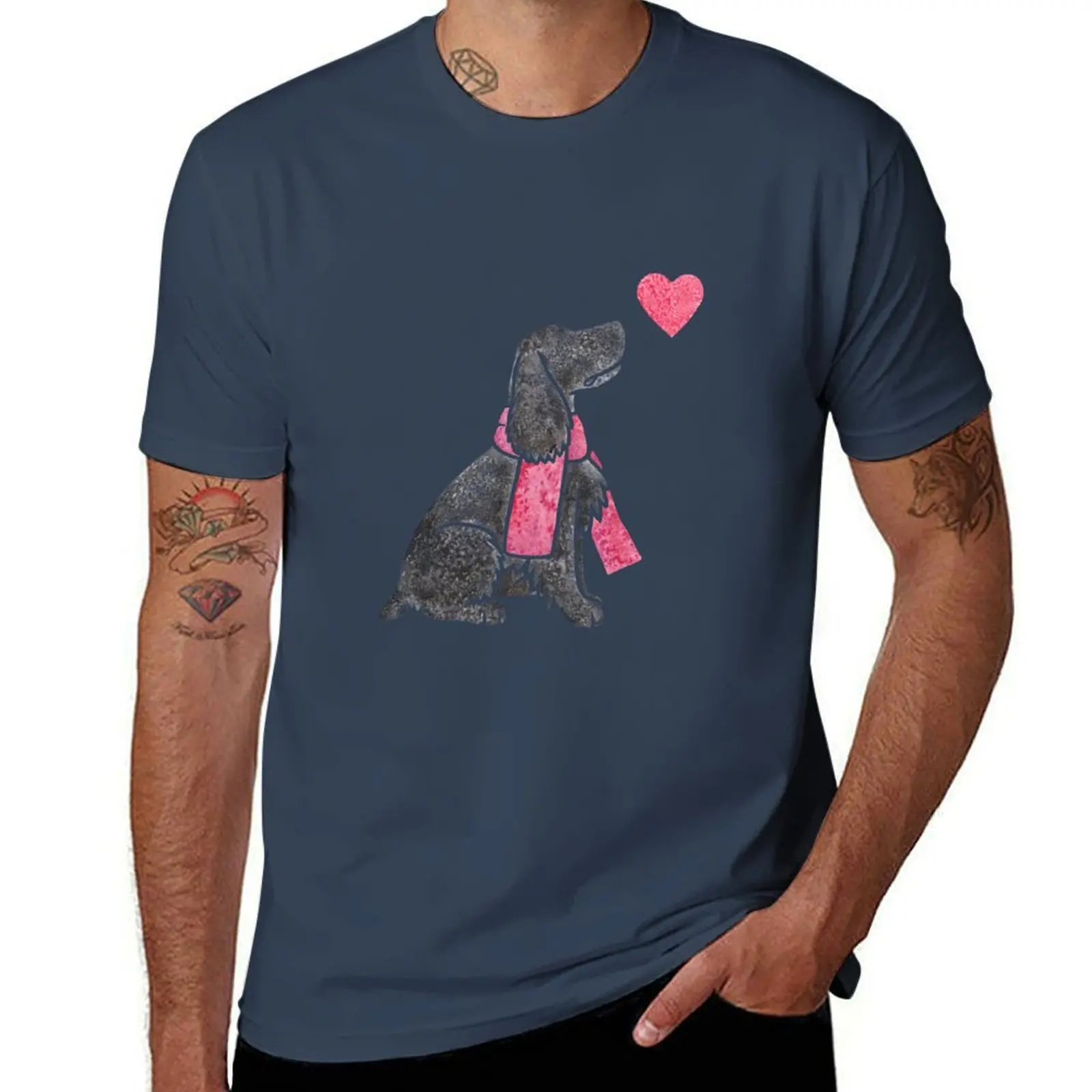 

(black) Spaniel Watercolour Field T-Shirt Comfortable Basic Crew Neck Tee