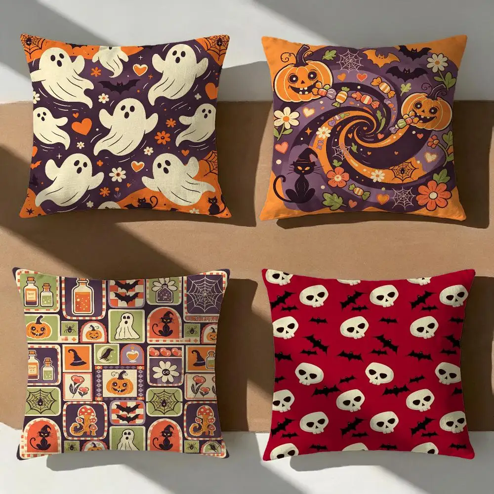 Pattern HalloweenS Cushion Cover Pillow Cover Nordic Minimalist Throw DoubleSided Print Cushion Case for Sofa Bedroom Decor