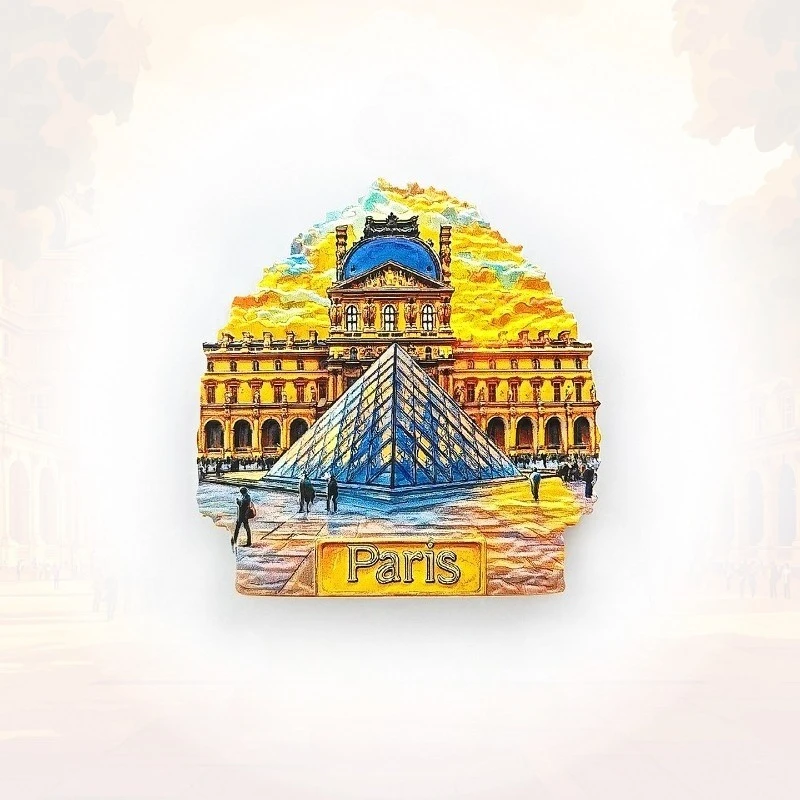 Louvre Museum Fridge Magnet - 3D Parisian Souvenir Pyramid Glass Art Decor Unique France Travel Gift with Strong Magnet