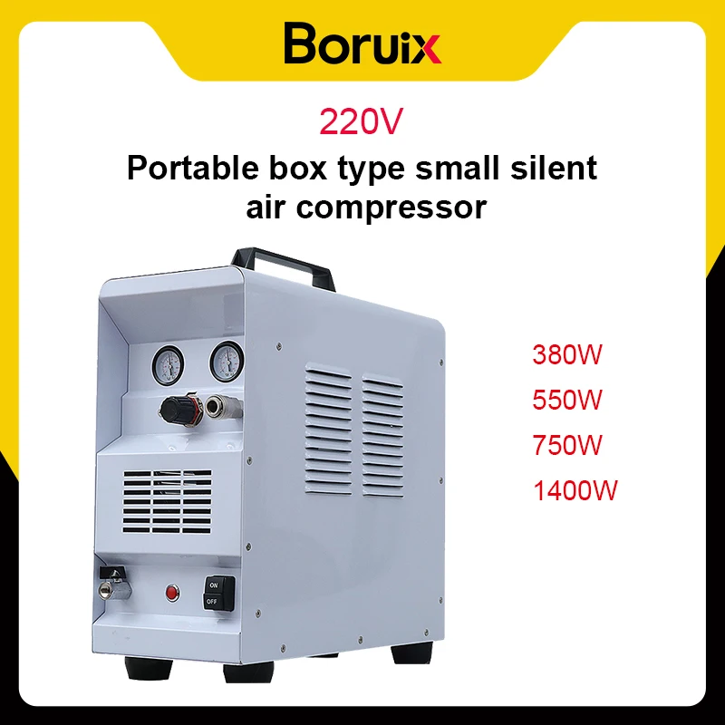 Boruix 220V Oil-Free Silent Air Compressor Woodworking Spray Paint Flush Air Pump Small Air Compressor