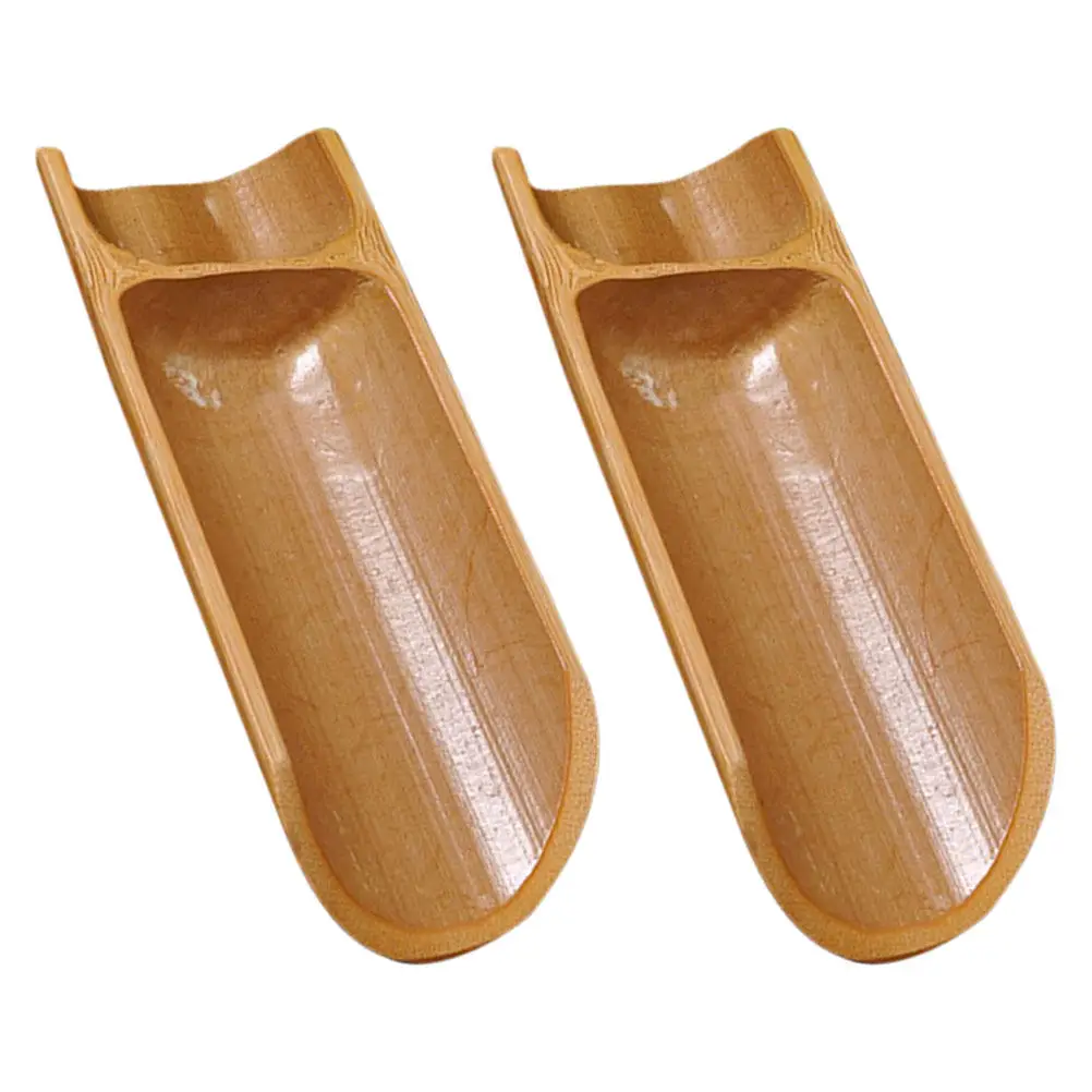2Pcs Bamboo Tea Scoop Grain Pattern Loose Leaf Measuring Spoon for Tea Ceremony Brewing Tool Leaf Scoops