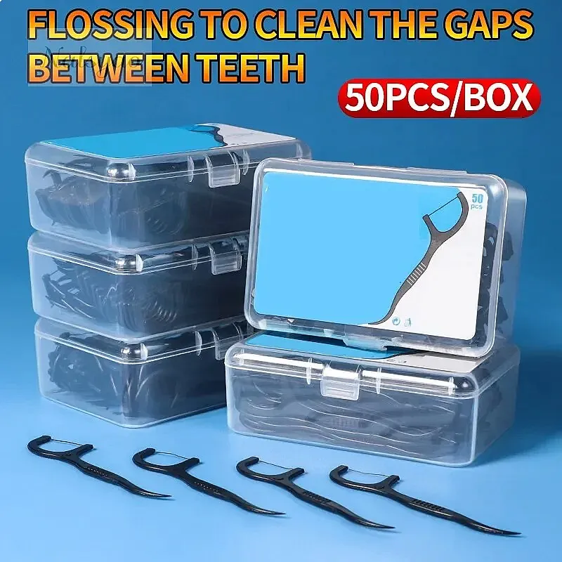 CNKESS 150Pcs Dental Floss Plastic Toothpicks Disposable Teeth Cleaning Between Teeth Oral Care Travel Box