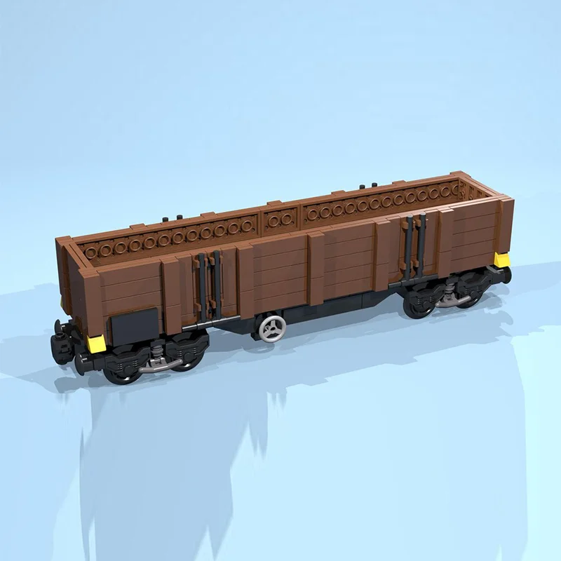 Modèle de voiture de ville MOC, briques de construction, chariot ouvert marron à 8 roues, technologie modulaire, cadeaux de vacances pour enfants, jouets à assembler, costume