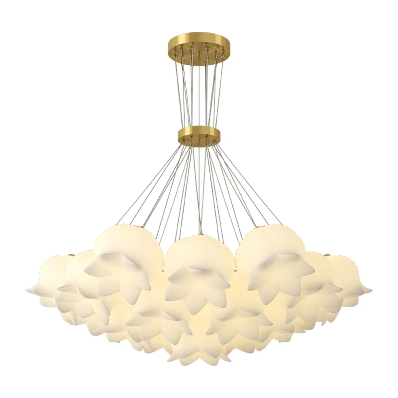 

LED Pendant Lights Creative Lily of the valley Cream Style Gold Color Palted Dining Room Kids Room Livingroom Bedroom Warm White