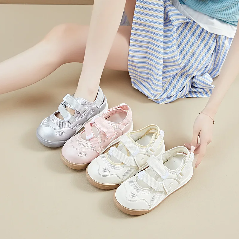 

Новинка лета 202, уродливые женские туфли Мэри Джейн в стиле ретро, спортивные сандалии из сетчатой ткани с толстой подошвой и полыми отверстиями, нескользящие кроссовки