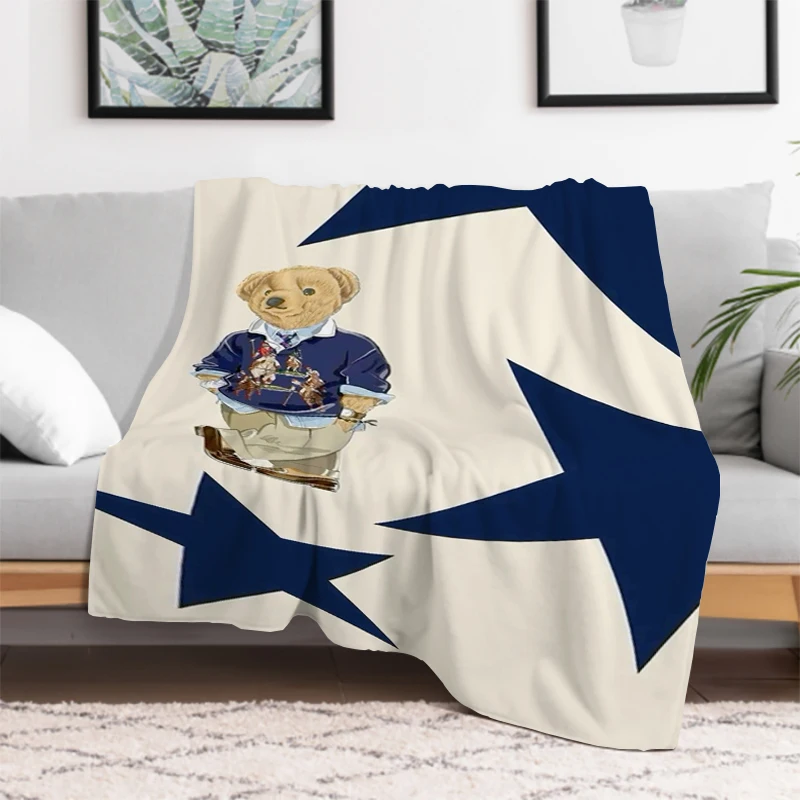

Fashion B-Bears Cute Blanket Plush Nap Sofa rug for P-POLO-S Living Room Warm Office Bedroom Birthday Home Travel Gifts