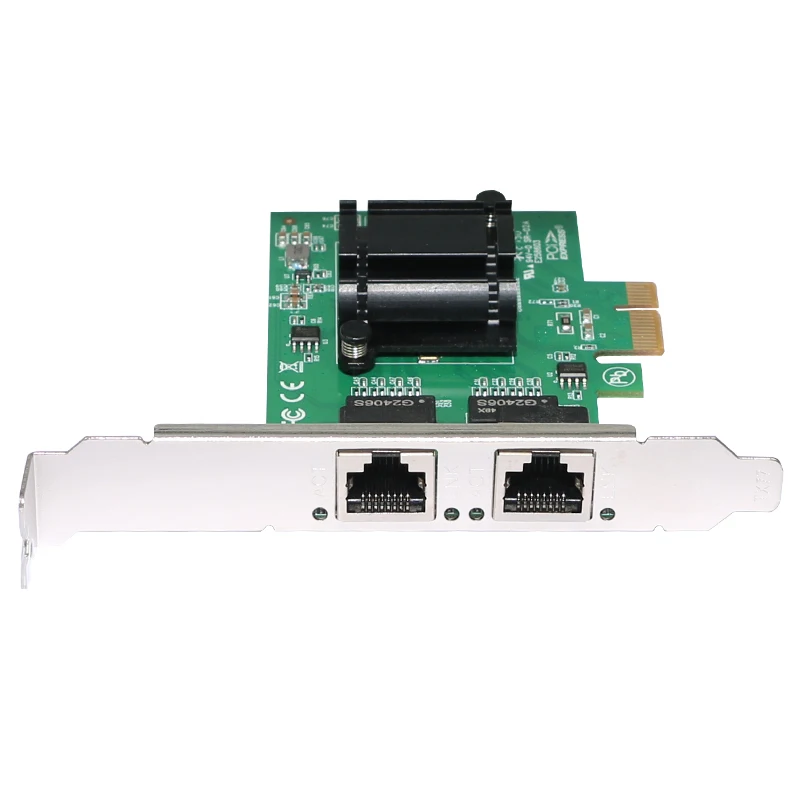 Dual Port Gigabit Ethernet PCI-E Network Card 1Gbps, i82571 Chip, X1 Slot, Green PCB, for Server/Desktop PC for Windows/Linux