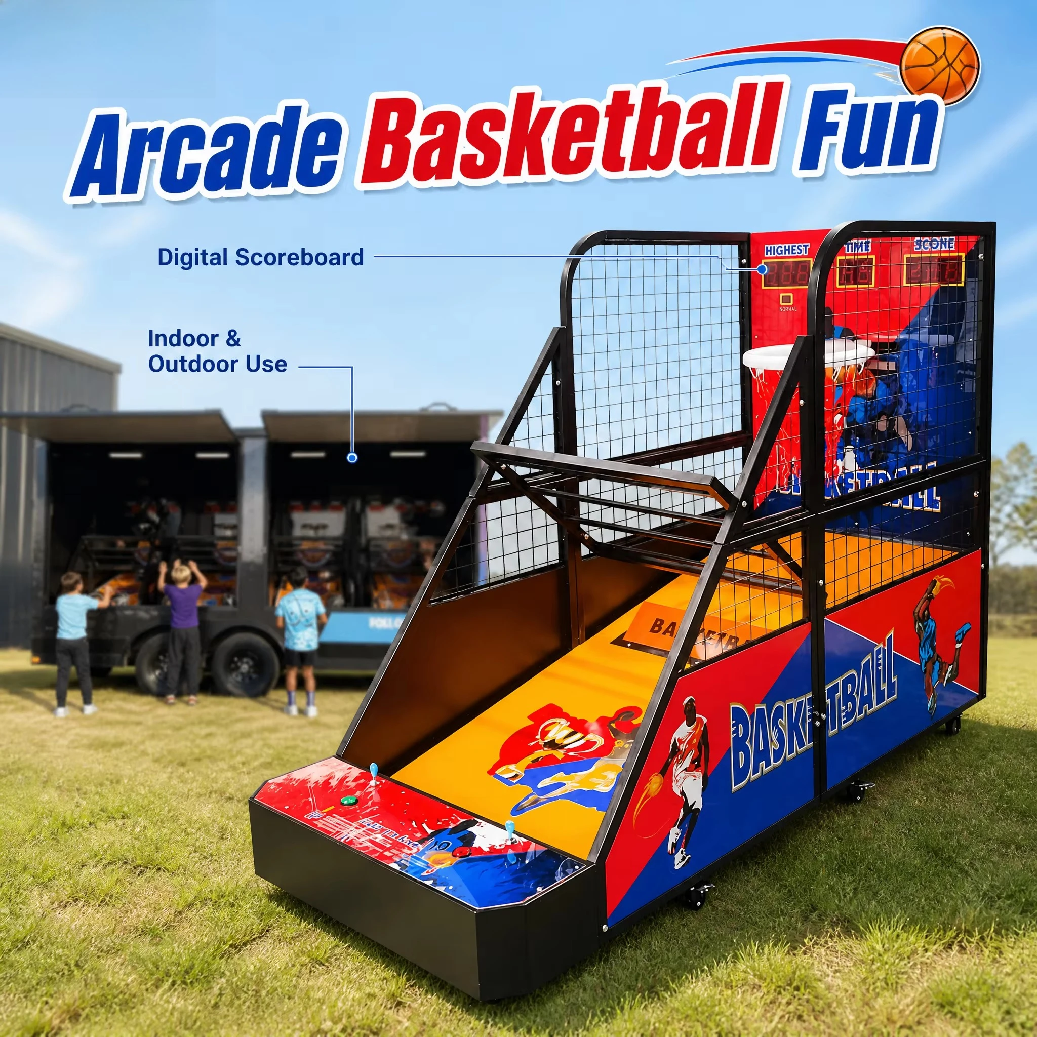 Free Custom Basketball Arcade Game Machine Training  Kids Basketball Shooting Machine for Mobile Activities & Arcade Center